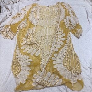 Ember Yellow Lace Cover Up Duster